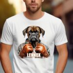 T-Shirt Deutscher Boxer Personalisierbares T-Shirt Name Hund - Weiß - Modell Lennox