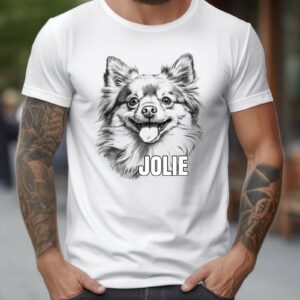 T-Shirt Pomeranian Personalisierbares T-Shirt Name Pomeraner Hund - Weiß - Modell Jolie