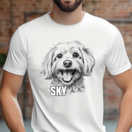 T-Shirt Malteser Personalisierbares T-Shirt Name Hund - Weiß - Modell Sky