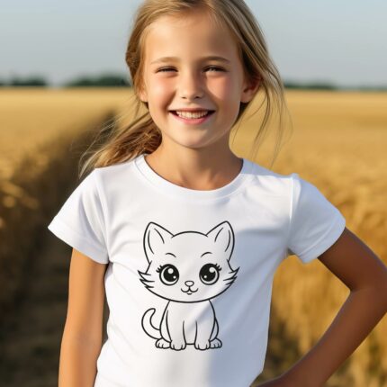 Ausmal T-Shirt Kindergeburtstag - Katze