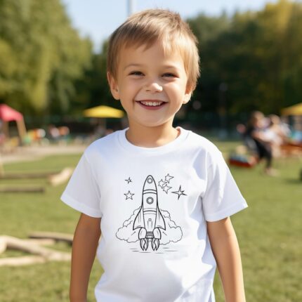 Kindergeburtstag Idee - T-Shirt bemalbar - Rakete