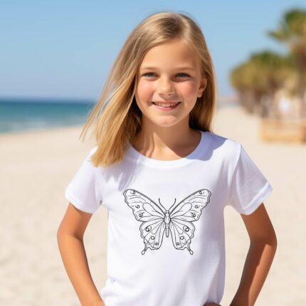 Ausmalbild T-Shirt - Schmetterling