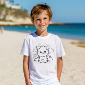 T-Shirt zum ausmalen für Kinder - Katze