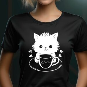 XXL Poster | Wandposter bestellen | Sticker 1 317 T-Shirt Kaffee Katze Cutie - Schwarz -