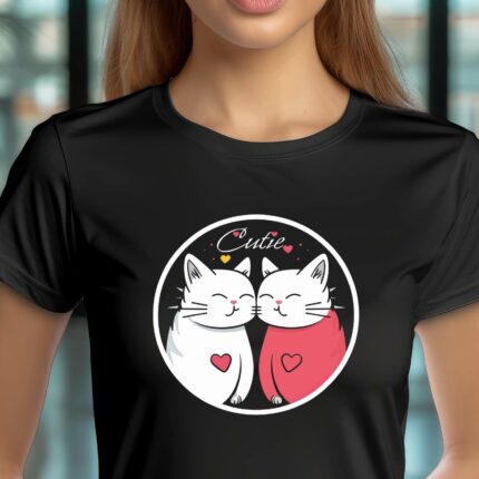 T-Shirt Katzenliebe - Schwarz -