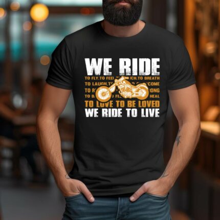 T-Shirt für Motorradfahrer - Ride to live in Schwarz