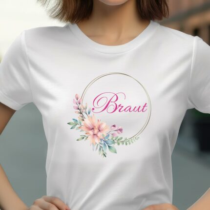 JGA Shirts günstig - Braut T-Shirt und Team Braut - Blumen