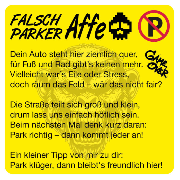 Falschparker Sticker Gedicht Sticker Falsch Parker Affe