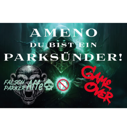 Falschparker Aufkleber - Falsch Parker Affe - Ameno Du bist ein Parksünder