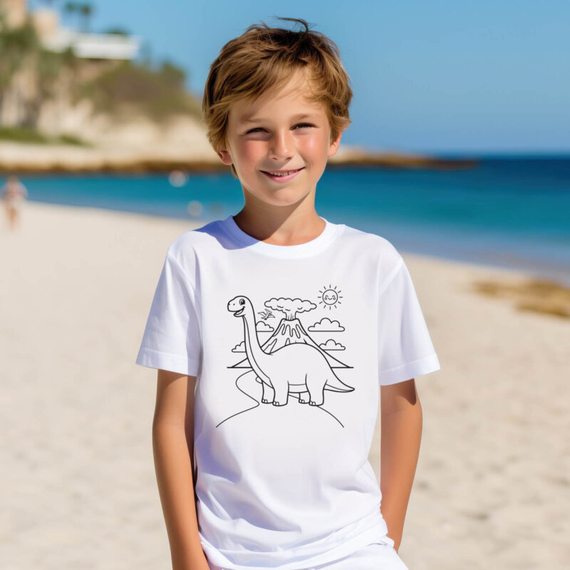 Sticker 1 : Bestelle jetzt Sticker, T-Shirts, Polos, Hoodies, Poster, Leinwände, Wandbilder, Dein Auto als Poster, Displayschutz mit Logo exklusiv bei Sticker 1 146 Tshirts_Ausmal 0000031_T-Shirts Kinder T-Shirt ausmalen Dino Brahiosaurus Dinosaurier stressfreier Kinder Geburtstag