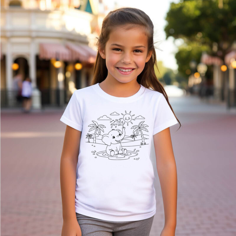 Sticker 1 : Bestelle jetzt Sticker, T-Shirts, Polos, Hoodies, Poster, Leinwände, Wandbilder, Dein Auto als Poster, Displayschutz mit Logo exklusiv bei Sticker 1 150 Tshirts_Ausmal 0000032_T-Shirts Kinder T-Shirt ausmalen Baby Elefant Kinder Party m