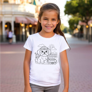 T-Shirt mit Hundemotiv - Personalisierbare Hunde T-Shirts | Sticker 1 92 Tshirts_Ausmal 0000033_T-Shirts Kinder T-Shirt ausmalen Süsser Hund Kinder Malspass