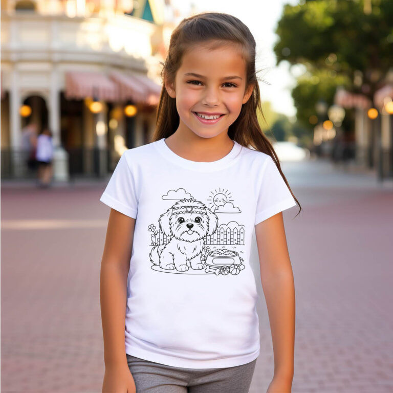Sticker 1 : Bestelle jetzt Sticker, T-Shirts, Polos, Hoodies, Poster, Leinwände, Wandbilder, Dein Auto als Poster, Displayschutz mit Logo exklusiv bei Sticker 1 130 Tshirts_Ausmal 0000033_T-Shirts Kinder T-Shirt ausmalen Süsser Hund Kinder Malspass