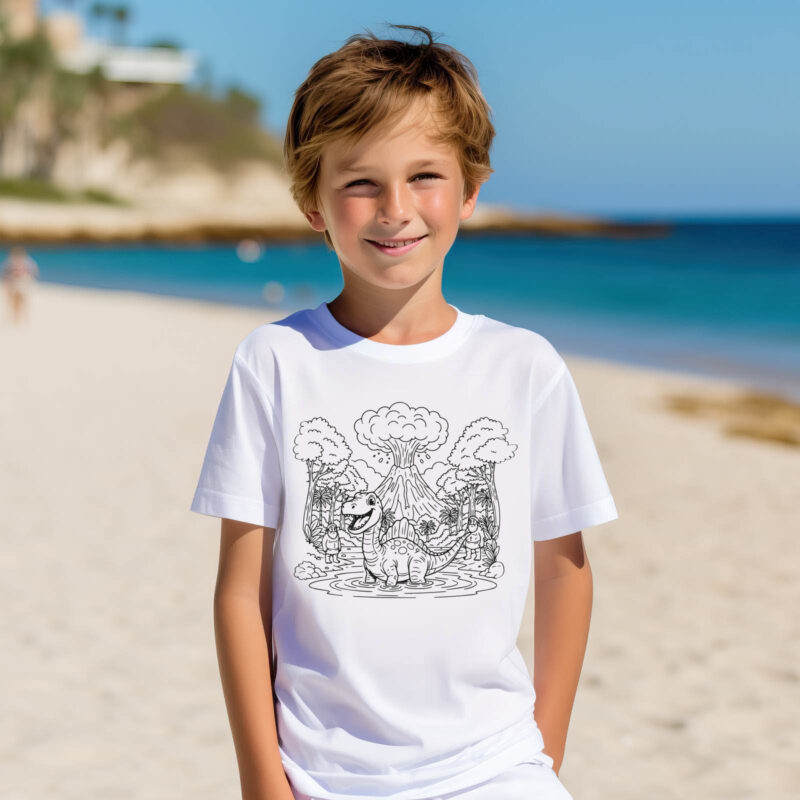 Sticker 1 : Bestelle jetzt Sticker, T-Shirts, Polos, Hoodies, Poster, Leinwände, Wandbilder, Dein Auto als Poster, Displayschutz mit Logo exklusiv bei Sticker 1 152 Tshirts_Ausmal 0000034_T-Shirts Kinder T-Shirt ausmalen Spinosaurus Kinder Malspass
