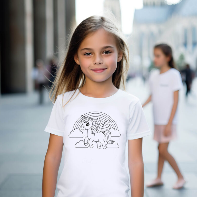 Sticker 1 : Bestelle jetzt Sticker, T-Shirts, Polos, Hoodies, Poster, Leinwände, Wandbilder, Dein Auto als Poster, Displayschutz mit Logo exklusiv bei Sticker 1 128 Tshirts_Ausmal 0000035_T-Shirts Kinder T-Shirt ausmalen Einhorn Pegasus Kindergeburtstag