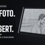 Fotogravur auf Metall: gelasertes Foto auf Aluminium im schwarzen Rahmen mit Steckfüßen, 10 × 15 cm